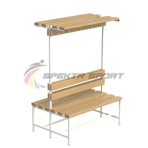 Купить Скамейка с вешалкой и полкой для раздевалок двухсторонняя (цельная) 1200 мм в Белореченске 
